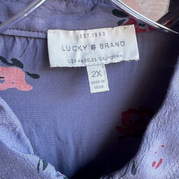 Lucky Brand Long Sleeve Button Front Collared Floral Shirt Women's Size 2X. - Picture 4 of 11